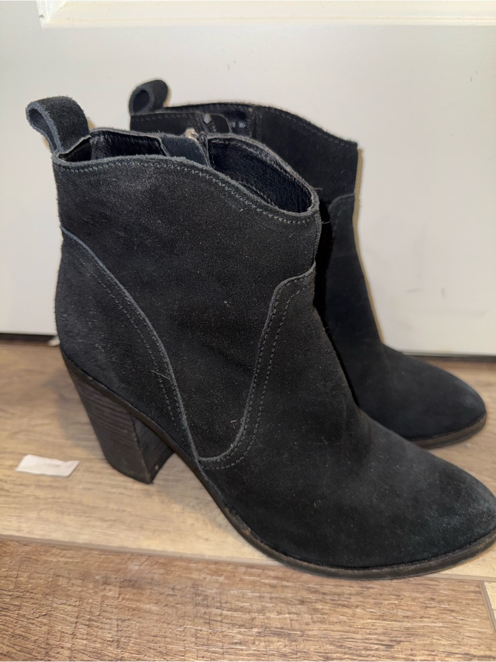 Dolce Vita Black Suede Ankle Booties with Stacked Heel